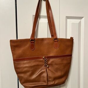 La Salamandra Brown Leather Tote Bag Italy gold accents